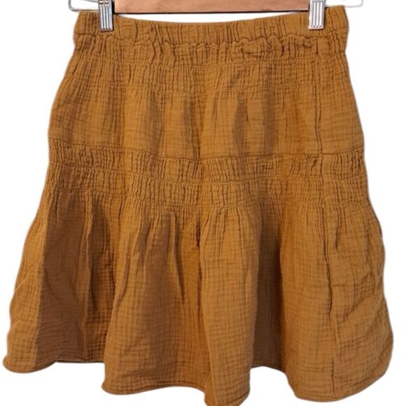 MADEWELL Women's Yellow Double-Gauze Smocked Mini Skirt S - Picture 3 of 8